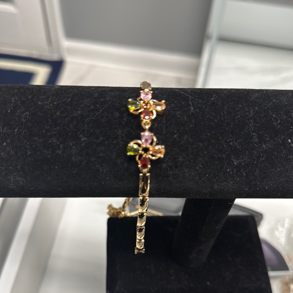 Elegant Gold Multi-Color Gemstone Bracelet